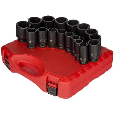 Sunex 3/4" Drive Deep Impact Socket Set, SAE, 17 pcs 4685